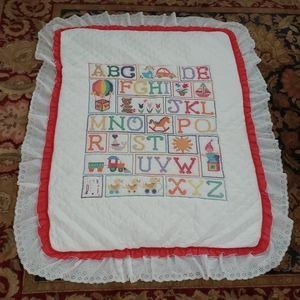 Vintage Cross Stitch Quilt. Baby Blanket. Alphabet